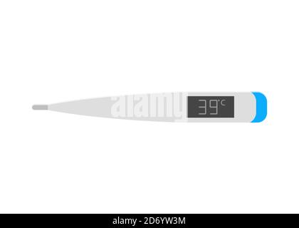 Vector celsius electronic medical thermometer for measurement. Fever 39 Stock Vector