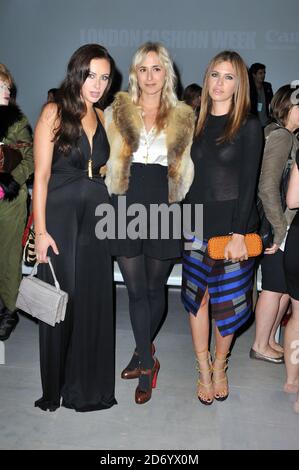 (l-r) Camilla al Fayed, princess Elisabeth von Thurn und Taxis and Dasha Zhukova attending the Issa fashion show, held at the BFC venue in Somerset House as part of London Fashion Week. Stock Photo