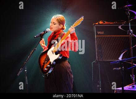 Award winner Anna Calvi performs at the European Border Breakers Awards, held as part of the Eurosonic Noorderslag music festival in Groningen, Netherlands. Stock Photo