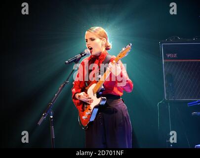 Award winner Anna Calvi performs at the European Border Breakers Awards, held as part of the Eurosonic Noorderslag music festival in Groningen, Netherlands. Stock Photo