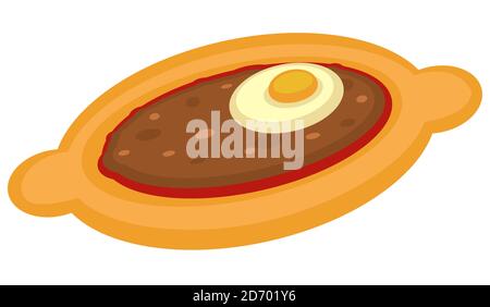 Turkish food, pide or lahmacun arabic dish cuisine Stock Vector
