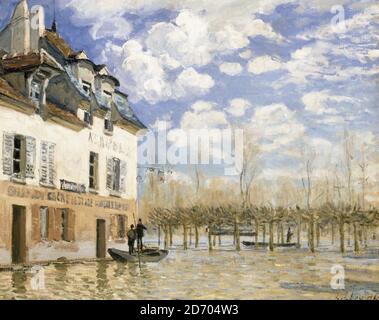 Alfred Sisley, landscape painting, Boat in the Flood at Port Marly, 1876 Stock Photo