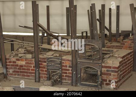 Sachsenhausen, Oranienburg, Germany - July 13, 2017: Jewish barracks and museum in Sachsenhausen nazi camp. About 200,000 people passed through Sachse Stock Photo