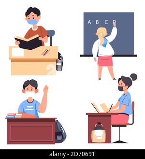 Lessons and education process during coronavirus Stock Vector