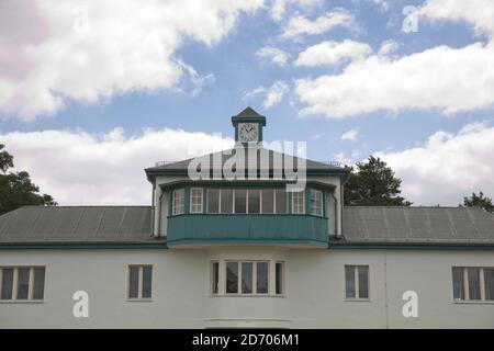 Sachsenhausen, Oranienburg, Germany - July 13, 2017: The Guard Tower 'A' was the main gate of Sachsenhausen concentration camp. Around 200000 prisoner Stock Photo