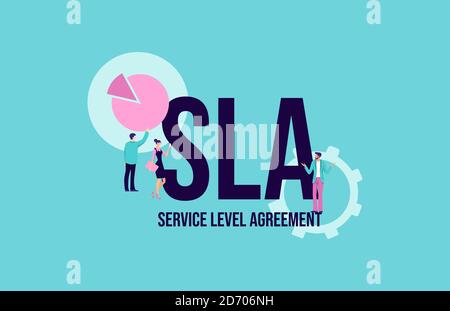 SLA Service level agreement. Promotional communication social media marketing technologies. Stock Vector