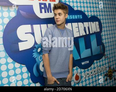 Justin Bieber backstage at Capital FM's Summertime Ball at Wembley Stadium, London Stock Photo