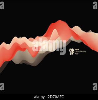 3D Wavy Background. Dynamic Effect. Abstract Vector Illustration. Design Template. Modern Pattern. Stock Vector
