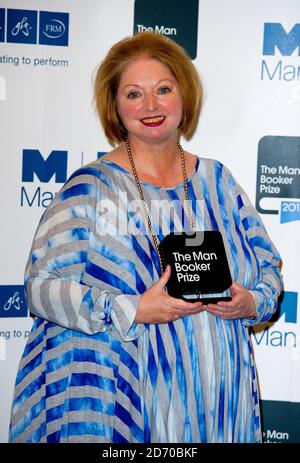 Author Hilary Mantel wins her second Man Booker Prize, for her novel Bring Up the Bodies, at the Guildhall in central London. Stock Photo