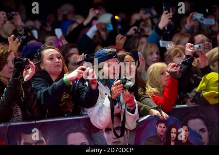 The crowd at the Twilight Saga - Breaking Dawn Part II premiere, in Leicester Square, London Stock Photo