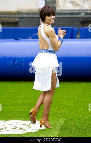 Flavia Cacace pictured at the launch of the RFU and O2 National Touch Rugby Tour, at the Truman Brewery in east London. The tour aims to promote the non-contact sport across England. Stock Photo