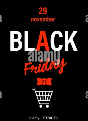 Black friday on november 29, shopping trolley Stock Vector