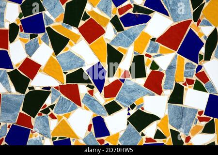 Multi coloured crazy paving tile abstract texture background Stock Photo