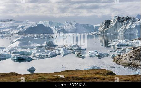 Ilulissat Icefjord also called kangia or Ilulissat Kangerlua. The icefjord is listed as UNESCO world heritage. America, North America, Greenland, Denm Stock Photo