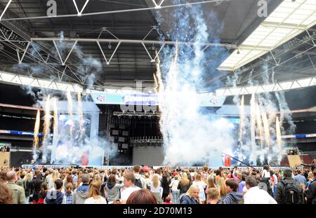 The crowd during Capital FM's Summertime Ball at Wembley Stadium, London. Stock Photo