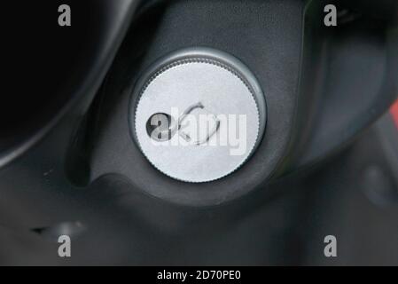 Close up view of motorcycle keyhole in motorcycle Stock Photo