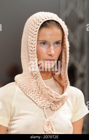 A model wearing a design by Renli Su during the Ones to Watch fashion show, held at the Vauxhall Fashion Scout venue in Covent Garden as part of London Fashion Week spring/summer 2014. Stock Photo