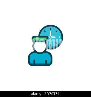 Working time vector illustration filled outline icon. Stock Vector