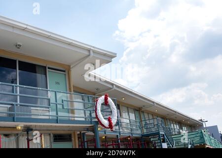 The balcony of the Lorraine Motel in Memphis, Tennessee (now the Civil Rights Museum) where Martin Luther King was assassinated. Stock Photo