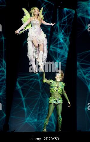 Stacey Solomon performing as Tinker Bell at the London VIP night for Peter Pan - the Never Ending Story, at Wembley Arena in London. Stock Photo