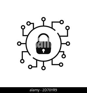 Cyber ​​protection Vector linear. Cloud Computing Line icon. Stock Vector