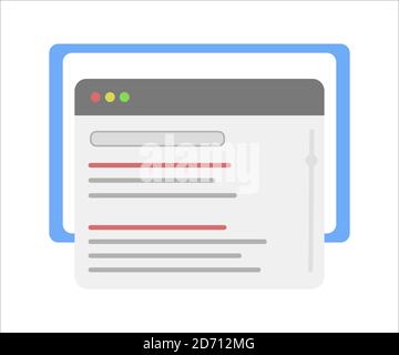 Modern browser window design isolated on dark grey background. Web window screen mockup. Internet empty page concept with shadow. Vector illustration Stock Vector