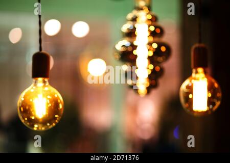 Background, blur, out of focus, bokeh. Stage lighting of the Christmas party Stock Photo