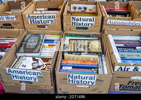 Miami Florida,International Book Fair festival annual books sale display organized boxes Natural American History, Stock Photo