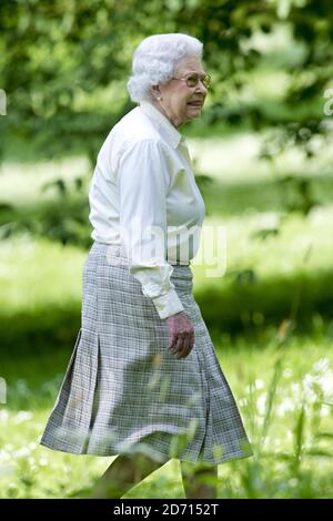 Queen Elizabeth II pictured during the Royal Windsor Horse Show at Windsor Castle, Berkshire Stock Photo