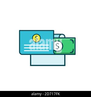 Dollar bill vector illustration. Startup and new business filled outline icon. Stock Vector