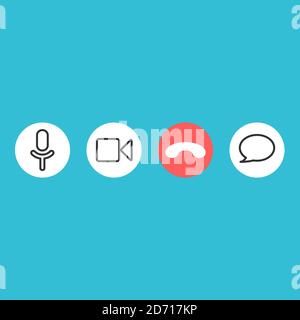 Linear style video communication icons for the application, web site. Set of icons for a variety of uses Stock Vector