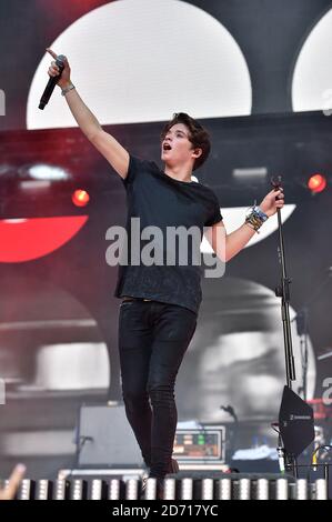 Bradley Simpson of The Vamps performs during Capital FM's Summertime Ball at Wembley Stadium, London. Stock Photo