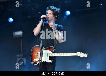 Bradley Simpson of The Vamps performs during Capital FM's Summertime Ball at Wembley Stadium, London. Stock Photo