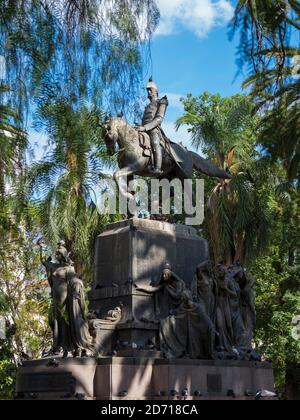 Plaza 9 de Julio, monument commemorating General Jose de Arenales Town Salta in the north of Argentina located in the foothills of the Andes. 'Salta L Stock Photo