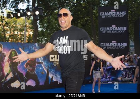 Vin Diesel attending the premiere of Guardians Of The Galaxy at the Empire cinema in London. Stock Photo