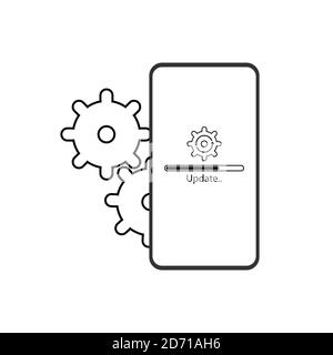 Update vector icon in linear, outline icon isolated on white background Stock Vector