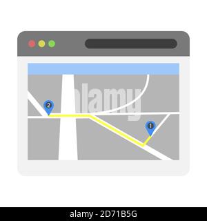 Browser, application, phone page with gps navigation Stock Vector