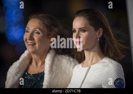 Jane Wilde Hawking and Felicity Jones attending the UK Premiere of The Theory of Everything at the Odeon Leicester Square, London. Stock Photo