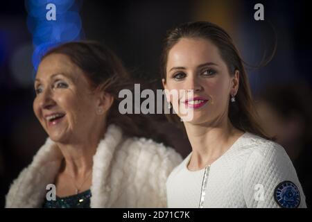 Jane Wilde Hawking and Felicity Jones attending the UK Premiere of The Theory of Everything at the Odeon Leicester Square, London. Stock Photo