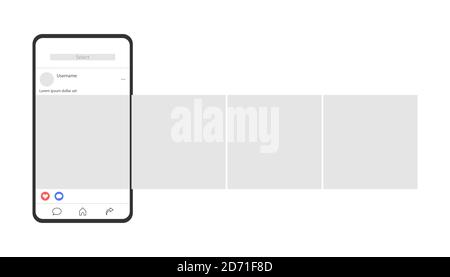 Social media mobile app page template. Carousel post. Minimal design. Stock Vector