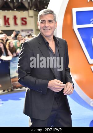 George Clooney attending the European Premiere of Disney's 'Tomorrowland A World Beyond' held at the Odeon Cinema Leicester Square, London  (Mandatory Credit: Matt Crossick/ Empics Entertainment) Stock Photo