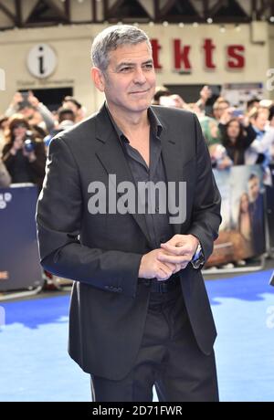 George Clooney attending the European Premiere of Disney's 'Tomorrowland A World Beyond' held at the Odeon Cinema Leicester Square, London  (Mandatory Credit: Matt Crossick/ Empics Entertainment) Stock Photo