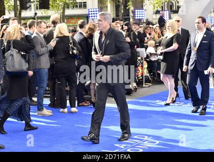 George Clooney attending the European Premiere of Disney's 'Tomorrowland A World Beyond' held at the Odeon Cinema Leicester Square, London  (Mandatory Credit: Matt Crossick/ Empics Entertainment) Stock Photo