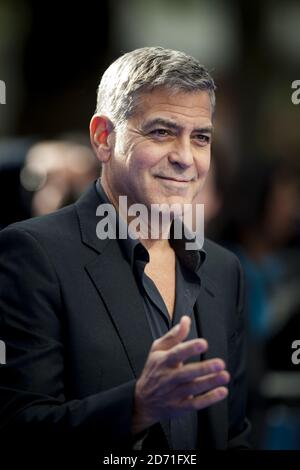 George Clooney arrives for the premiere of Tomorrowland: A World Beyond, at the Odeon Leicester Square, London. Stock Photo