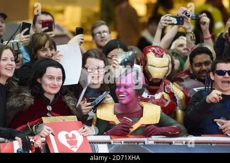 Fans attending the Captain America: Civil War European Premiere held at Vue Westfield in Shepherd's Bush, London.  Stock Photo