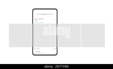 Smartphone with carousel interface post on social network. Stock Vector