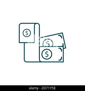 Dollar bill vector illustration. Startup and new business filled outline icon. Stock Vector