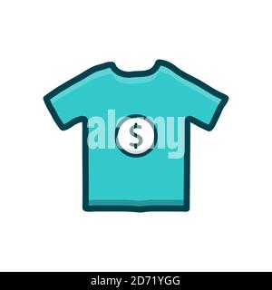 Dollar T-shirt Linear Icon, sign. Vector illustration. Stock Vector