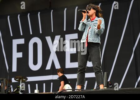 Foxes performs on the Virgin Media Stage during the V Festival at Hylands Park in Chelmsford, Essex. Stock Photo