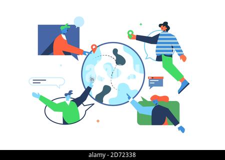 The concept of users around the world on the internet Stock Vector